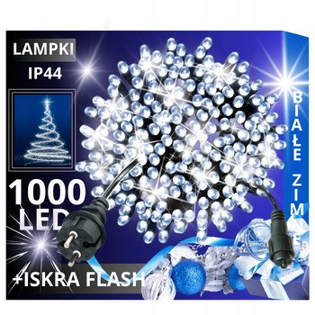 Lampki Choinkowe 1000 Led Zewnętrzne Stałe Flash Iskra Ip44 Białe Kurtyna - Eddcom