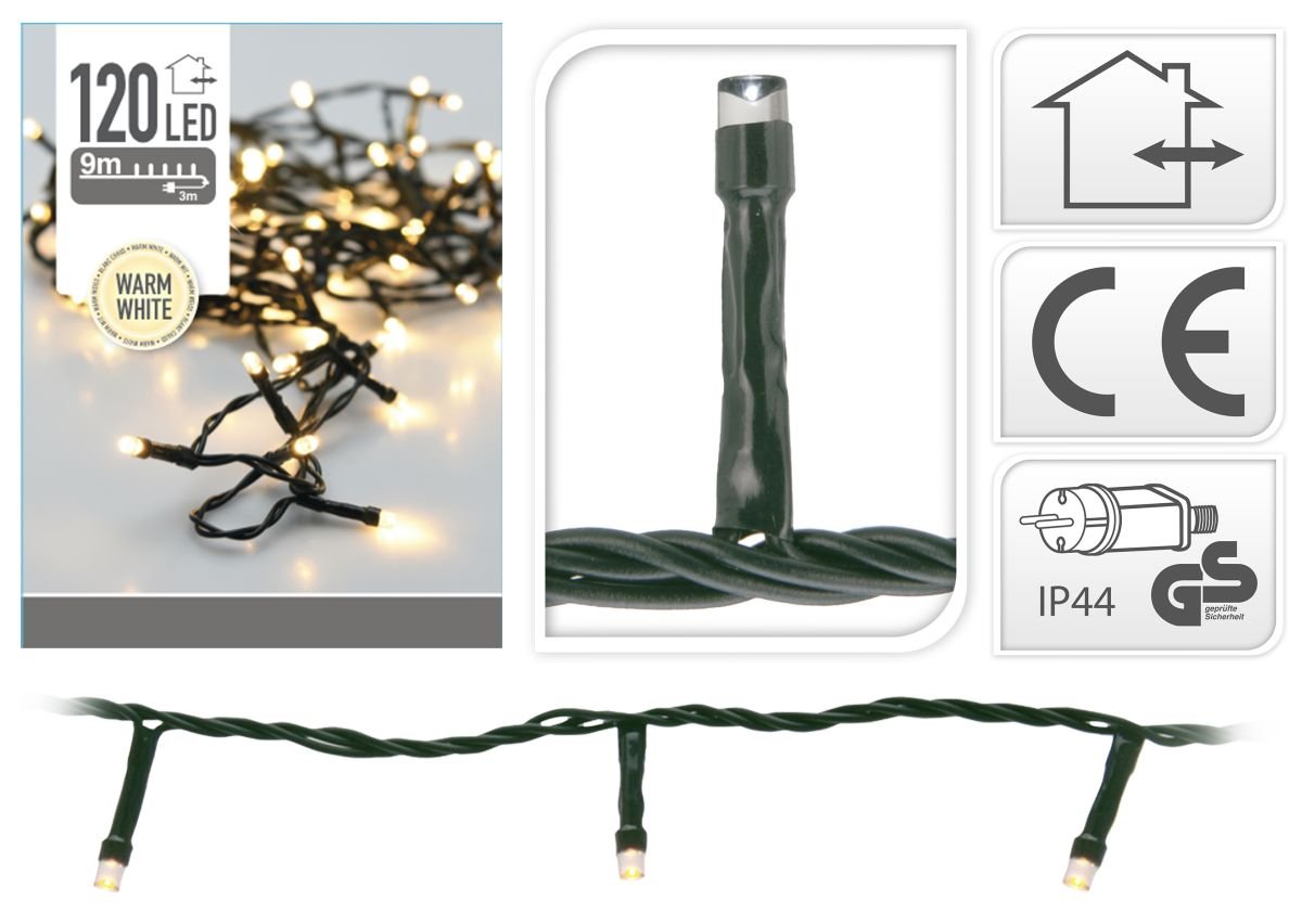 Lampki choinkowe, 120 diod LED, barwa ciepła biała