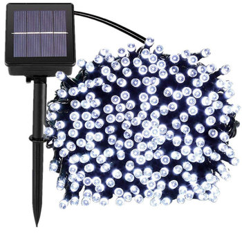 Lampki Choinkowe 200 LED Solarne Zimny Biały Zewnętrzne Świąteczne Wbijane - MARTOM