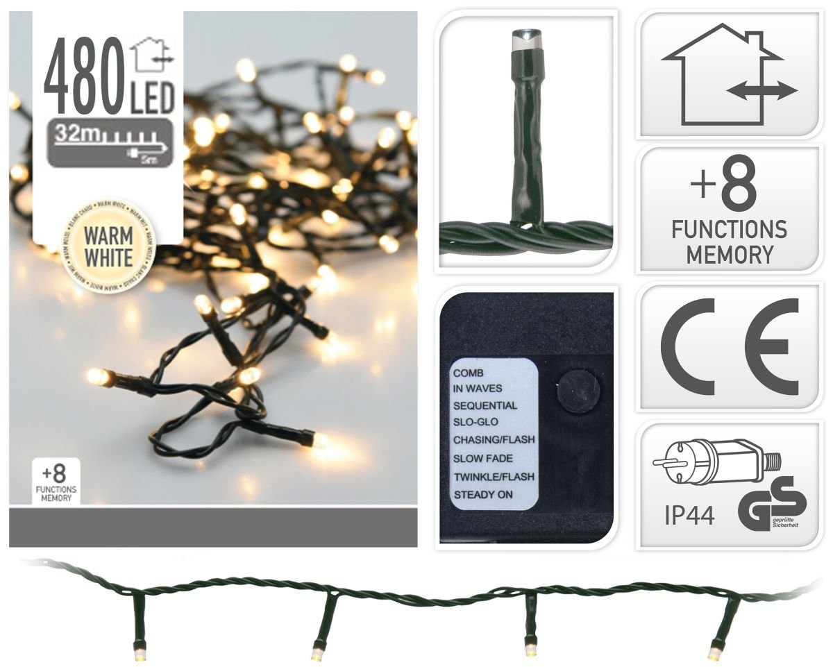 Lampki choinkowe, 480 diod LED, barwa ciepła biała