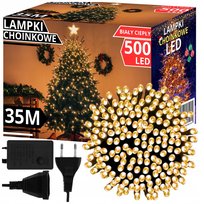 LAMPKI CHOINKOWE 500 LED BIAŁE CIEPŁE 35M PROGRAMATOR ŚWIATEŁKA ŁAŃCUCH