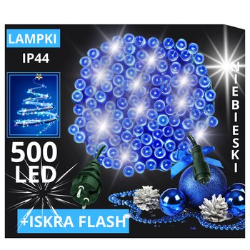 Lampki Choinkowe 500 Led Zewnętrzne Stałe Flash Iskra Ip44 Grube Niebieskie - Eddcom