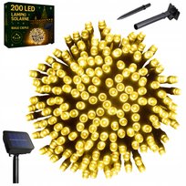 LAMPKI CHOINKOWE SOLARNE 200 LED ŚWIĄTECZNE ZEWNĘTRZNE BIAŁE CIEPŁE IP44