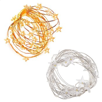 Lampki dekoracyjne 20 LED druciki gwiazdki biały ciepły - Springos