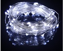 Lampki Druciki 100Led Zimny Biały Światełka Mirko Żyłki Na Baterie Światło