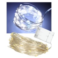 Lampki Druciki 50Led Zimny Biały Światełka Mirko Żyłki Na Baterie Światło