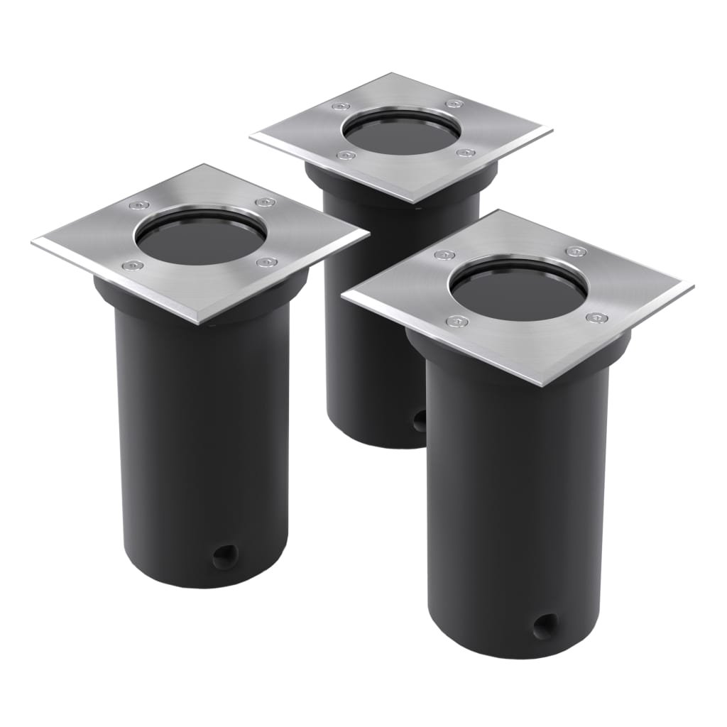 Lampki gruntowe najazdowe VIDAXL, czarne, 3xGU10, 10,5x10,5x12,5 cm, 3 szt.