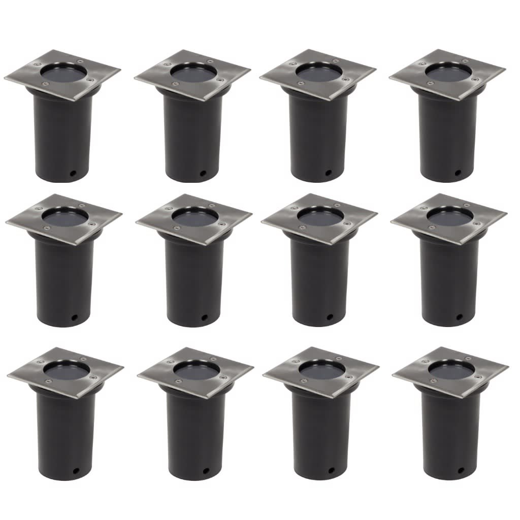 Lampki gruntowe VIDAXL, czarne, 10,5x10,5x12,5 cm, 12 szt.