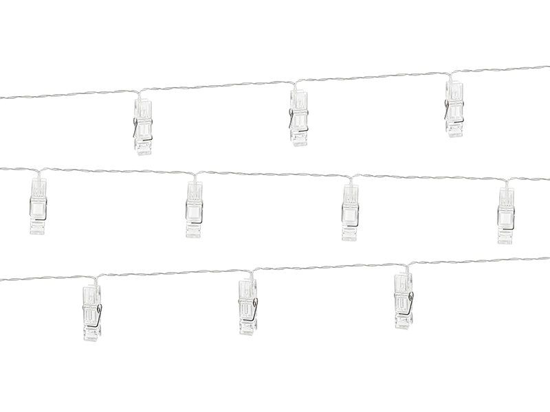 Lampki LED klamerki, bezbarwny, 1,4 m