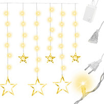 Lampki Led Kurtyna Świetlna Gwiazdki 138Led Ciepły