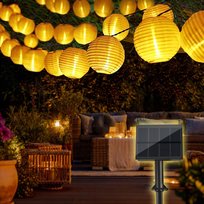 Lampki Solarne Bowfar 50 Led 10 M Ciepła Biel Ogród Balkon Patio Święta