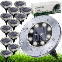 Lampki Solarne Ogrodowe Najazdowe LED Zestaw 12szt Wbijane Gruntowe Dysk GARDLOV