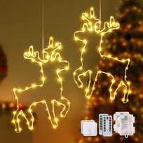 Lampki Świąteczne LED Renifer Dekoracja Okienna 2 Sztuki Stylowe Białe