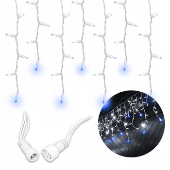 Lampki Świąteczne Zewnętrzne Sople 300Led 12M Flash Zimne Białe + Niebieski Flash - Zolta