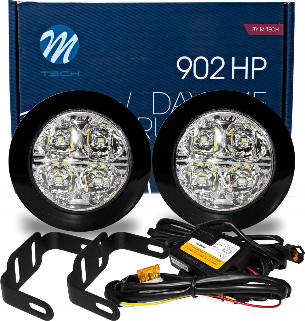 LAMPY DO JAZDY DZIENNEJ OKRĄGŁE AUTOMAT 4 SMD LED-Zdjęcie-0