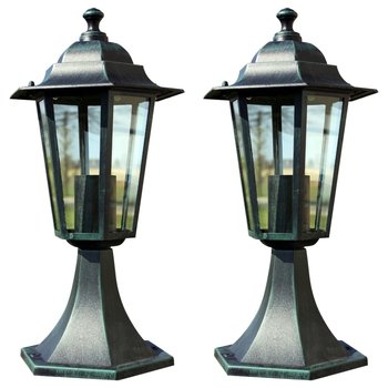 Lampy ogrodowe, 2 szt., ciemnozielone/czarne, aluminium - vidaXL