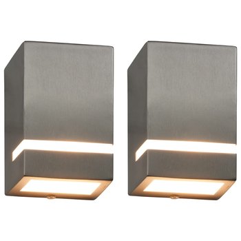 Lampy ścienne vidaXL, zewnętrzne, srebrne, 15x9,5x7,5 cm, 2 szt. - vidaXL