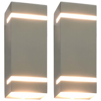 Lampy ścienne vidaXL, zewnętrzne, srebrne, 23,8x9,5x7,5 cm, 2 szt. - vidaXL