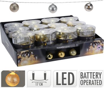 Łańcuch Led Kula 10X 40Mm Szampan 2Xaa 1,5V - Mondex