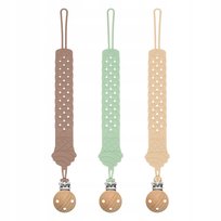 Łańcuszek klips do smoczka z miękkiego silikonu pleciony zestaw taśma 3 szt