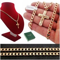 ŁAŃCUSZEK MĘSKI STAL CHIRURGICZNA NASZYJNIK Z KRZYŻYKIEM 18K DLA FACETA