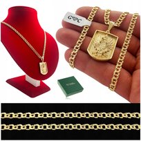 ŁAŃCUSZEK MĘSKI Z ORŁEM, SREBRO 925, NASZYJNIK GARIBALDI 50 cm PATRIOTYCZNY