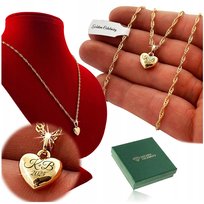ŁAŃCUSZEK POZŁACANY Z SERCEM STAL CHIRURGICZNA, DLA NIEJ MAMY ŻONY + GRAWER