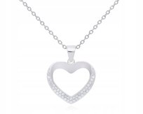 Łańcuszek Srebrny Damski z Sercem Cyrkonie Naszyjnik dł. 40 cm pr. 925