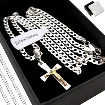 Łańcuszek Srebrny Męski Z Krzyżykiem Pr. 925 Na Prezent + Darmowa Dedykacja - Golden Celebrity