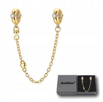 Łańcuszek Złoty Zabezpieczający Do Bransoletki Modułowej Serduszko S925