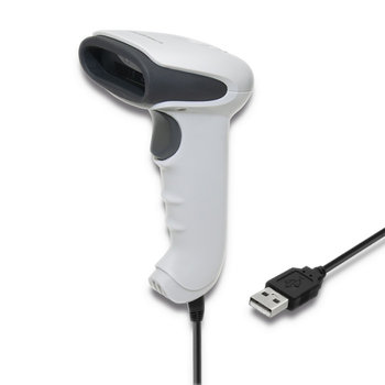 Laserowy czytnik kodów kreskowych 1D CCD Qoltec USB - biały - Qoltec