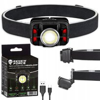 Latarka Czołowa LED Akumulatorowa 430lm IP66 5W + COB 10W + Czujnik Ruchu