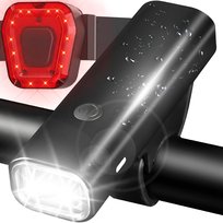 LATARKA ROWEROWA LAMPKA LED PRZÓD + TYŁ NA KIEROWNICĘ USB AKUMULATOROWA ZESTAW retoo