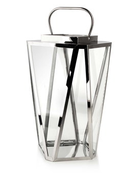 Latarnia metalowa szklana srebrna 46,5 cm - Mondex