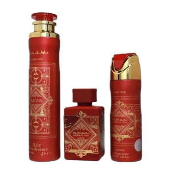 Lattafa Bade'e Al Oud Sublime zestaw woda perfumowana spray 100ml + dezodorant spray 200ml + odświeżacz powietrza 300ml - Lattafa
