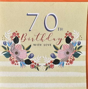 Lauradarrington- Kartka urodzinowa '70th Birthday With Love'  z kopertą - Inna marka