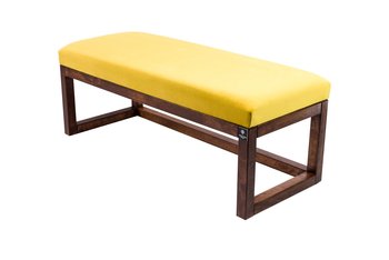Ławka na buty LPG-2 90cm EMRAWOOD drewno lite kolor orzech siedzisko gładkie kolor żółty - Emra Wood Design
