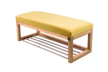 Ławka na buty LPG-4 165cm EMRAWOOD drewno lite kolor naturalny siedzisko gładkie kolor żółty - Emra Wood Design