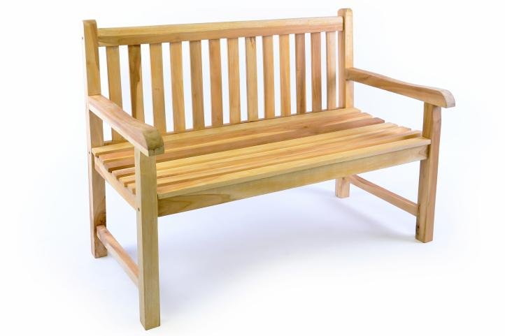 Ławka ogrodowa 2 - osobowa, drewniana, brązowa, 120x62 cm