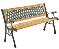 Ławka Ogrodowa Drewniana Metalowa Ławeczka Parkowa Ogrodowa z oparciem