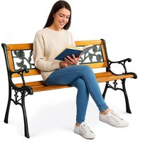 Ławka Ogrodowa Drewniana Metalowa Ławeczka Parkowa Ogrodowa z oparciem