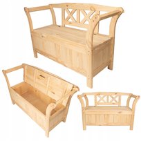 ŁAWKA OGRODOWA DREWNIANA ZE SKRZYNIĄ SCHOWKIEM Z OPARCIEM NA TARAS 119 cm