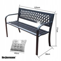 ŁAWKA OGRODOWA ŁAWECZKA METALOWA PARKOWA SOLIDNA NA TARAS BALKON + PODUSZKI