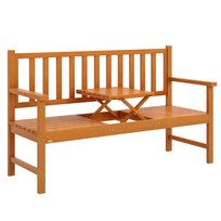 Ławka ogrodowa Outsunny 3-osobowa, ławka ze stołem, ławka parkowa z podłokietnikami, drewniana ławka o udźwigu do 280 kg, na balkon, taras, jasnobrązowa, 153 x 56 x 91 cm