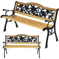 ŁAWKA OGRODOWA parkowa ozdobna drewniana ławeczka do ogrodu z oparciem