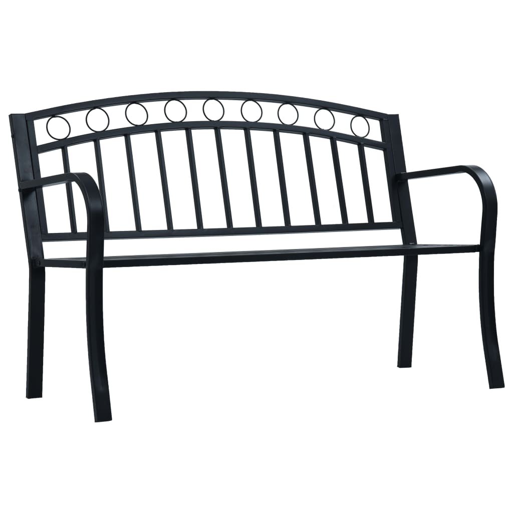 Ławka ogrodowa VidaXL, czarna, stalowa, 125 cm, ,