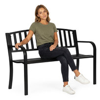 Ławka ogrodowa z oparciem 120x50 cm metalowa parkowa czarna MultiGarden