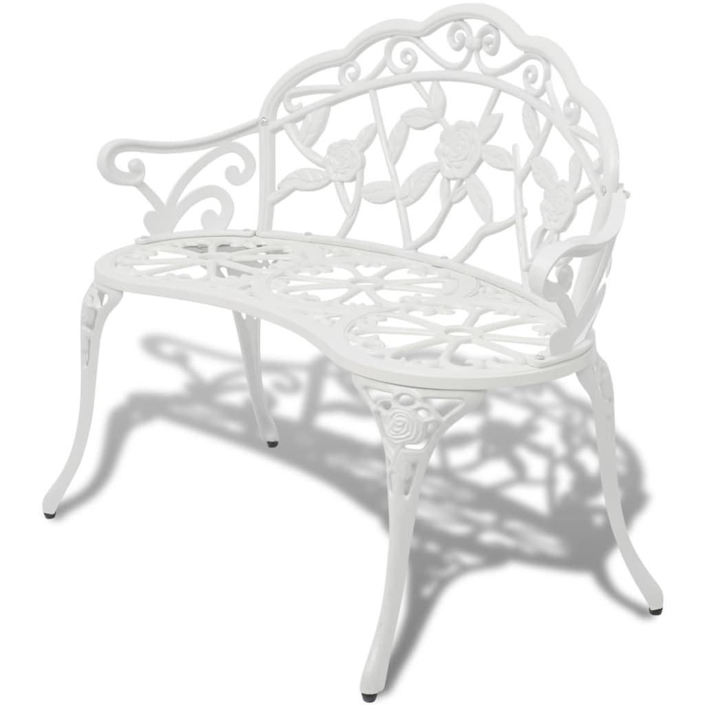 Ławka ogrodowa ze stopu aluminium, VidaXL, biała, 54x100x80cm