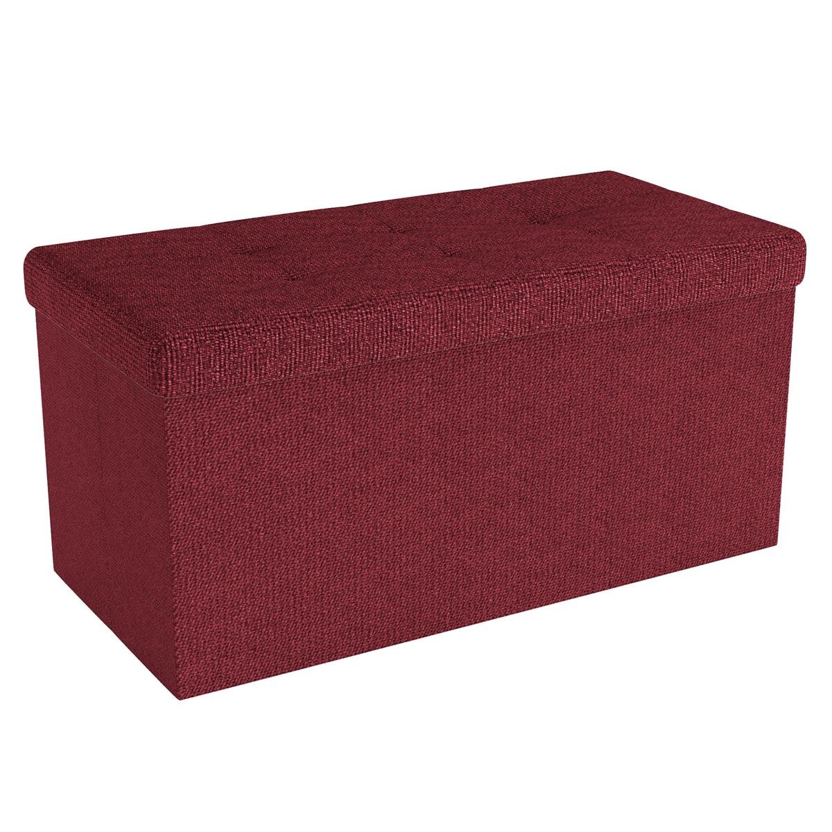 Zdjęcia - Puf / sofa Ławka składana 76x38x38 cm w kolorze GRANAT CZERWONY - kostka do siedzenia