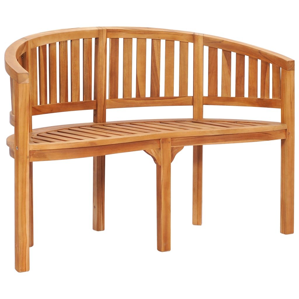 Ławka w kształcie banana VidaXL, lite drewno tekowe, 120 cm